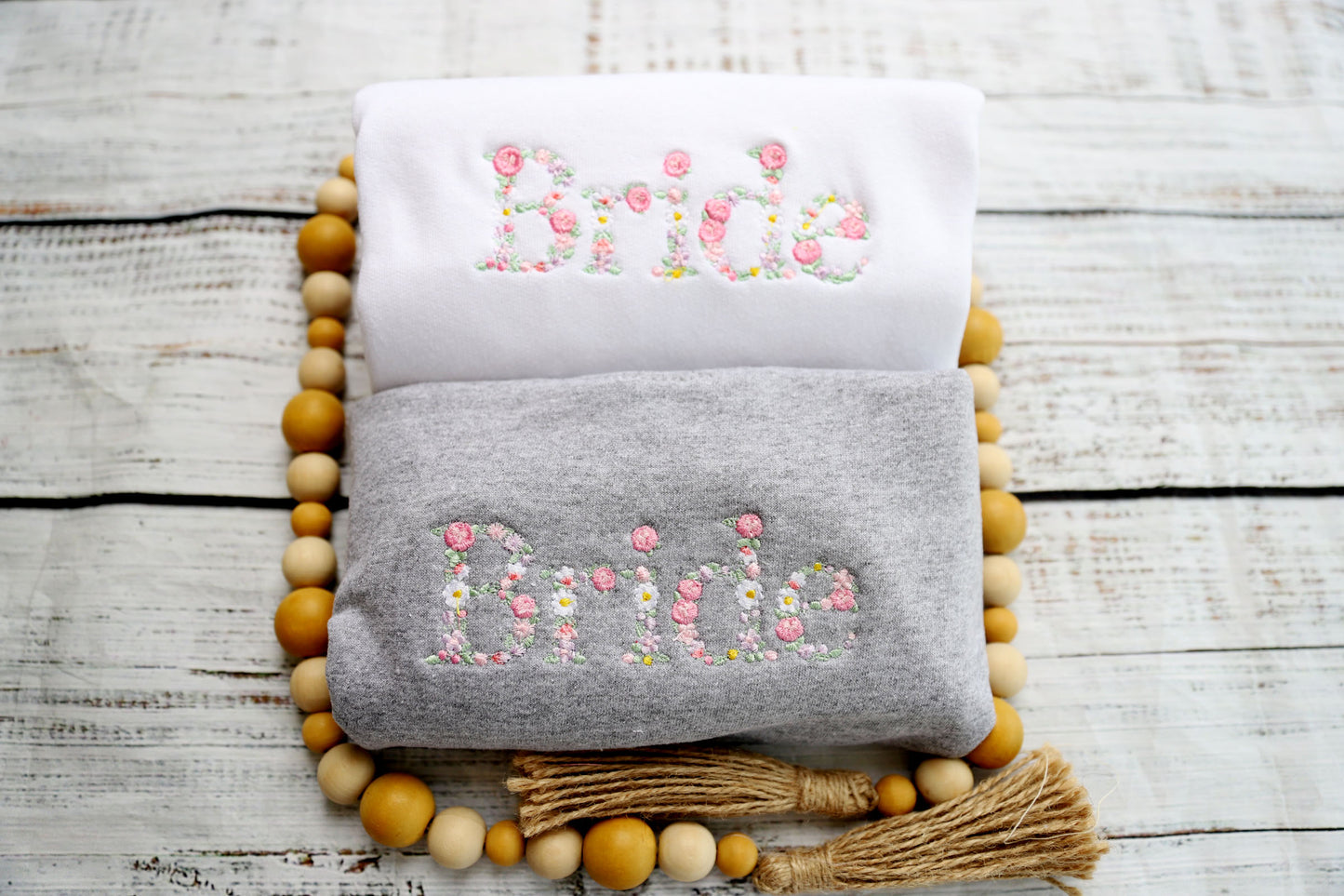 Bride Floral Sweatshirt Embroidered
